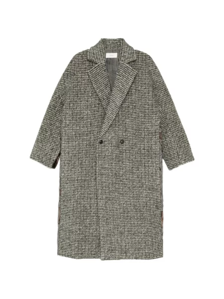 Palton Quetsche din tweed cu două rânduri de nasturi verde