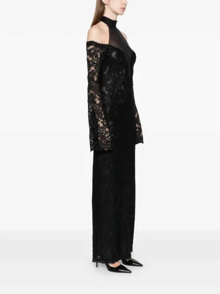 Rochie maxi Axel 113 din dantelă lungă de costum negru