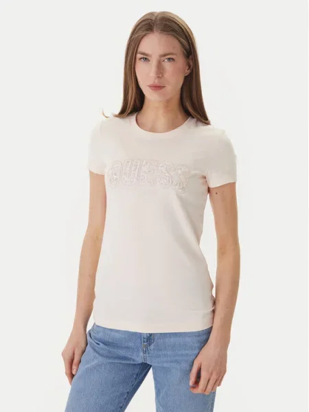 Guess T-shirt Slim Fit ružičasta