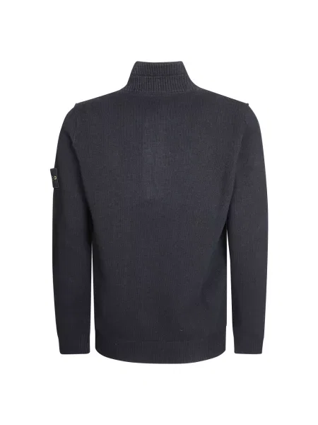 Lniany sweter z golfem Stone Island z kamieniami czarny