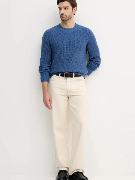 Polo Ralph Lauren sweter z dodatkiem wełny niebieski