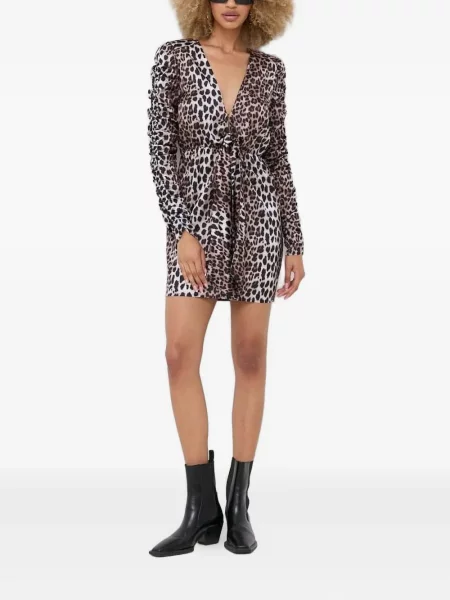 Sukienka mini Notes Du Nord z nadrukiem w panterkę garniturowa czerwona