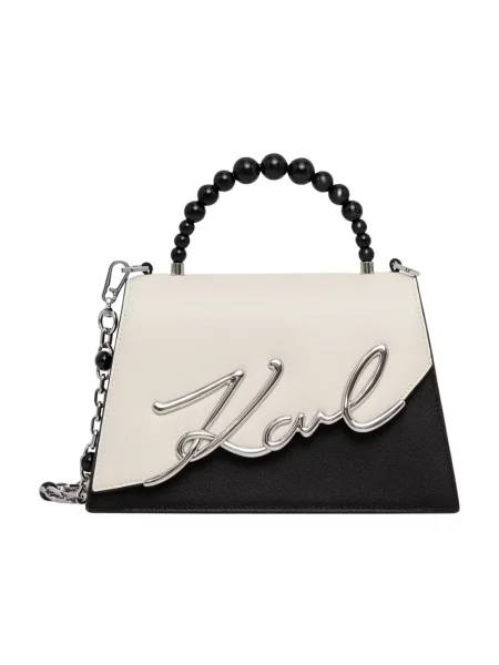 Karl Lagerfeld torebka crossbody skórzana K/SIGNATURE beżowa