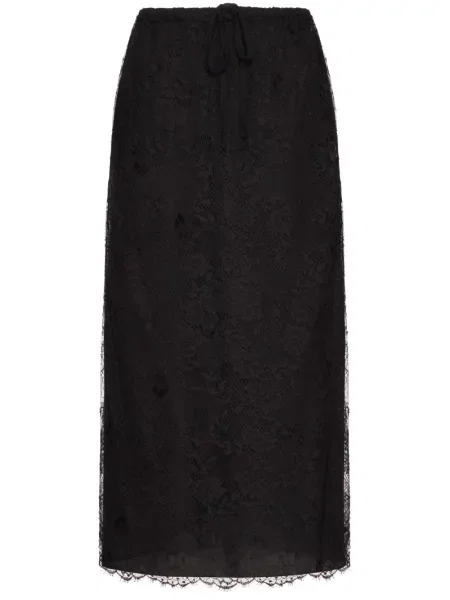 Fustă midi Valentino Garavani din dantelă până la genunchi negru