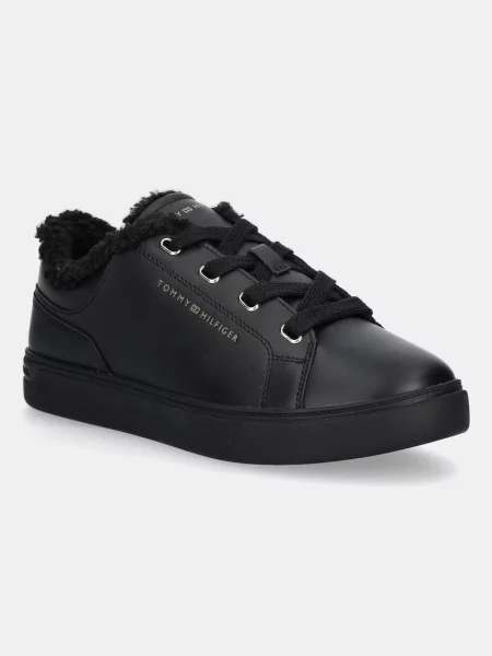 Кожени маратонки Tommy Hilfiger CASUAL CUPSOLE SNEAKER WL черно