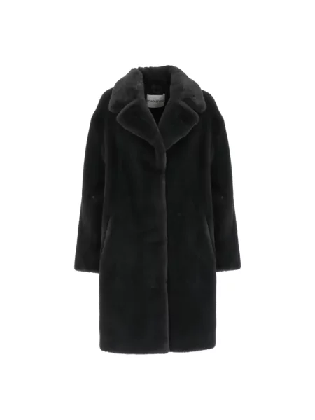 STAND STUDIO Płaszcze Kobieta M Sztuczne futro Faux Fur Coat szary