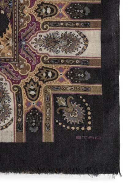 Fular Etro cu imagine cu model paisley negru