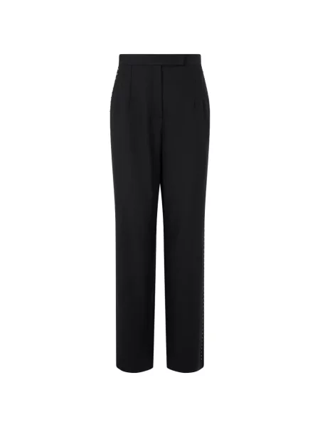 Pantaloni Emporio Armani de lână cu tepi negru