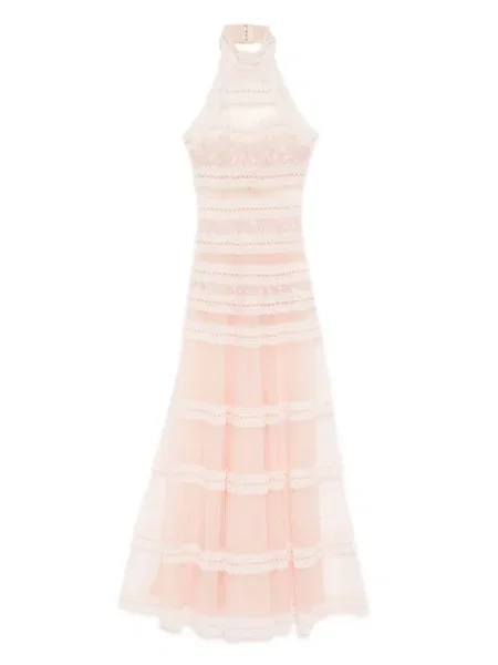 Rochie fără mâneci Saiid Kobeisy fără mâneci din dantelă de costum roz