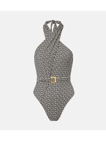Costum de baie Balmain cu gât halter negru