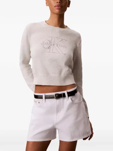 Pulover Calvin Klein cu broderie alb