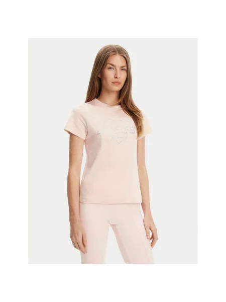 Guess Marškinėliai Regular Fit rožinė