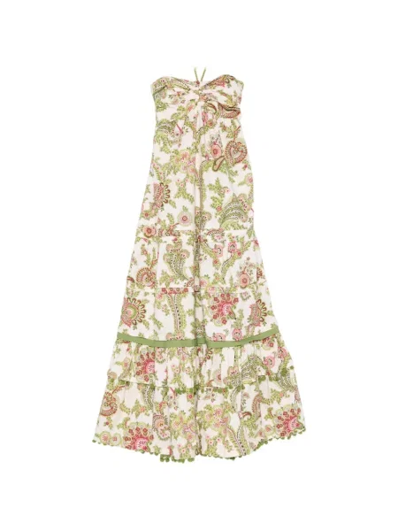 Rochie maxi Philippa 1970 cu model floral cu imagine alb