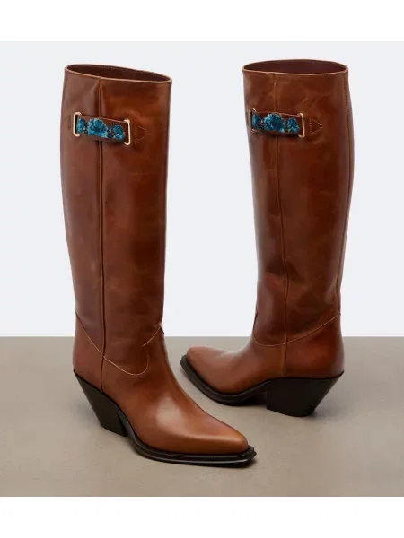 Cizme Chloé din piele maro