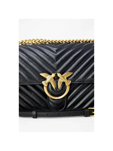 Pinko crossbody kabelka dámska kožená čierna