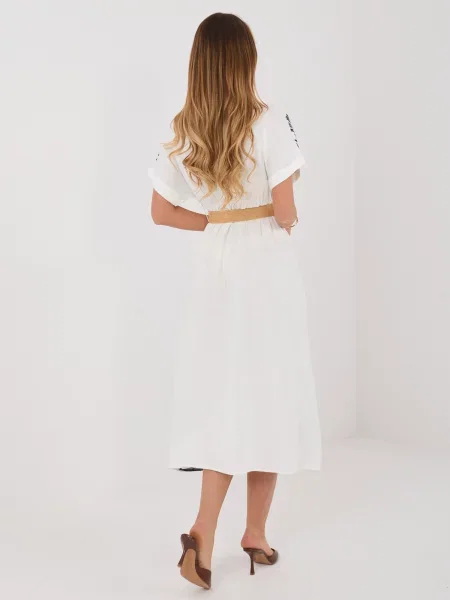 Rochie midi Italy Moda cu mâneci scurte alb