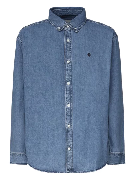 Дънкова риза Carhartt Wip с автограф синьо