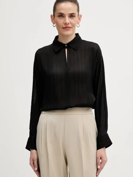 Sisley cămașă cu guler clasic relaxed negru