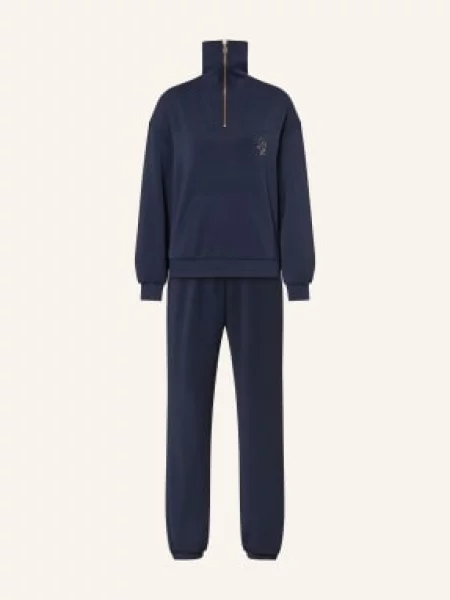 Liu Jo Zestaw: Bluza Z Kapturem I Spodnie Dresowe Z Ozdobnymi Kamieniami blau granatowy