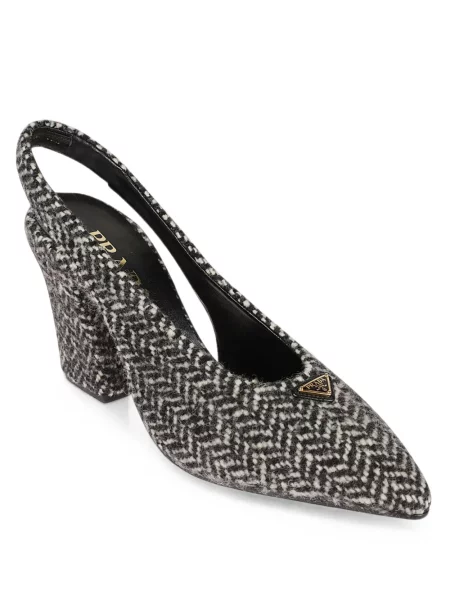 Pantofi cu toc Prada slingback negru