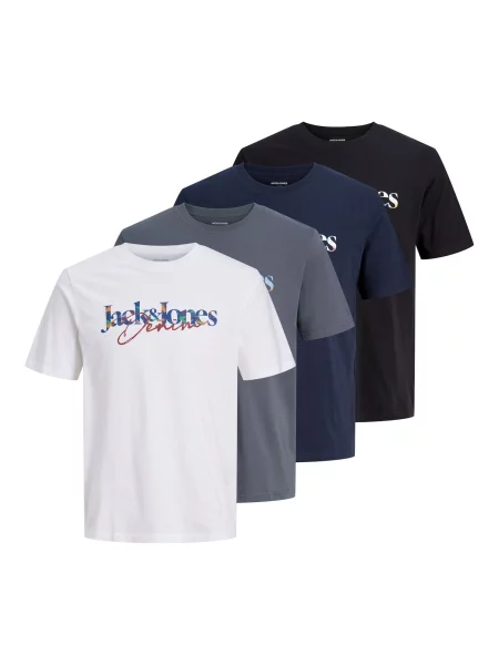 JACK & JONES Tricou JJTOM bleumarin / gri / negru alb