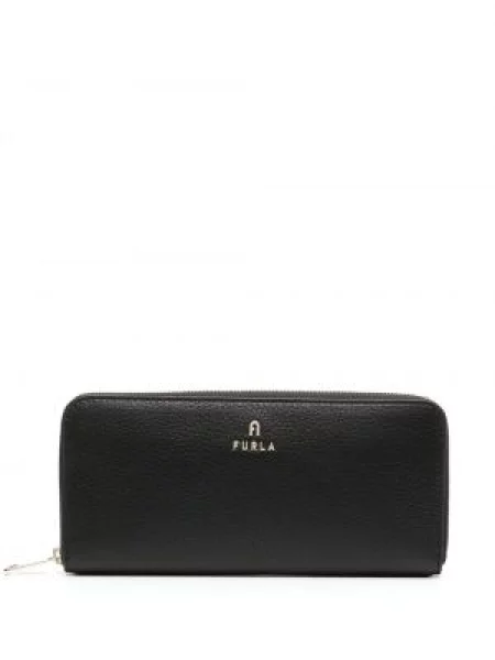 Portofel Furla din piele cu autograf negru