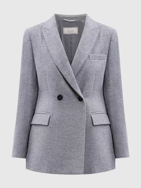 Двобортний жакет з вовни з люрексом Peserico сірий