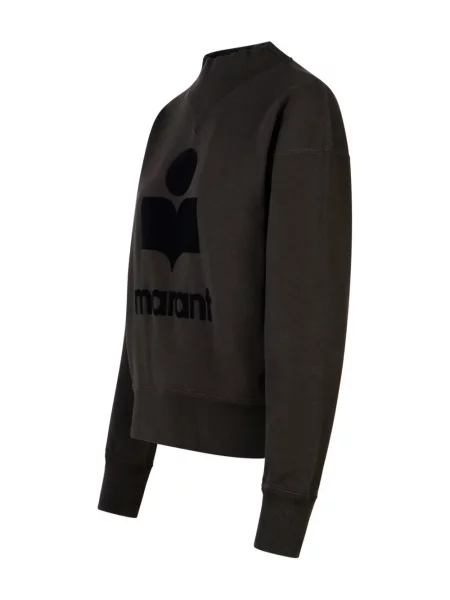 Hanorac crewneck Isabel Marant cu decolteu rotund cu autograf negru
