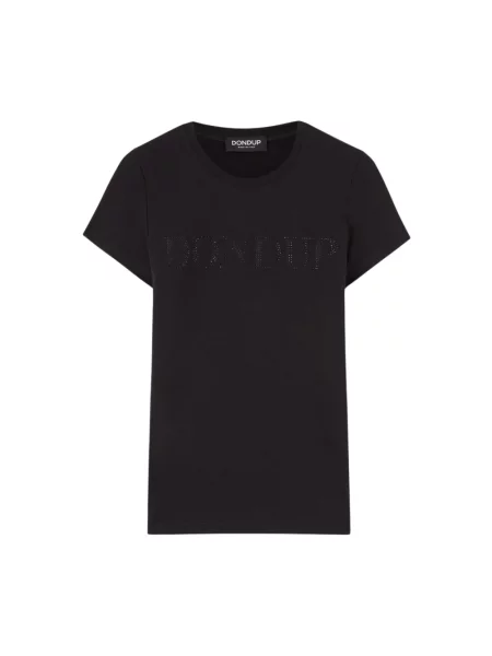 Koszulka Dondup z dżerseju z kryształkami czarna