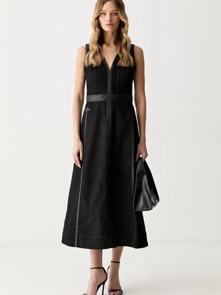 Karl Lagerfeld rochie din denim negru