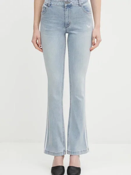 Adidas Originals jeans Slim Denim medium waist albastru