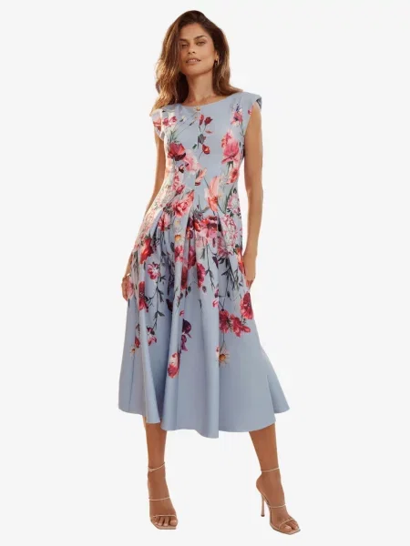 Lipsy Rochie albastru deschis / verde închis / roșu rodie alb