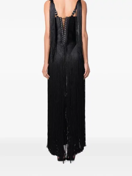 Rochie maxi Norina St cu franjuri negru