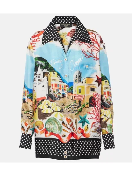 Cămașă Dolce&gabbana din satin cu imagine