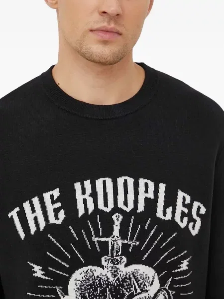 Pulover The Kooples cu motiv cu inimi negru