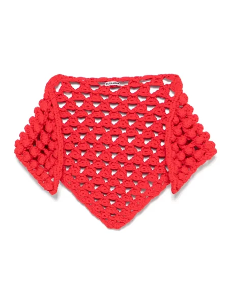 Dzianinowa szal Jil Sander chunky czerwona