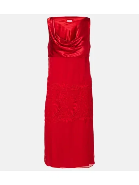 Rochie midi Ferragamo de mătase drapată până la genunchi roșu