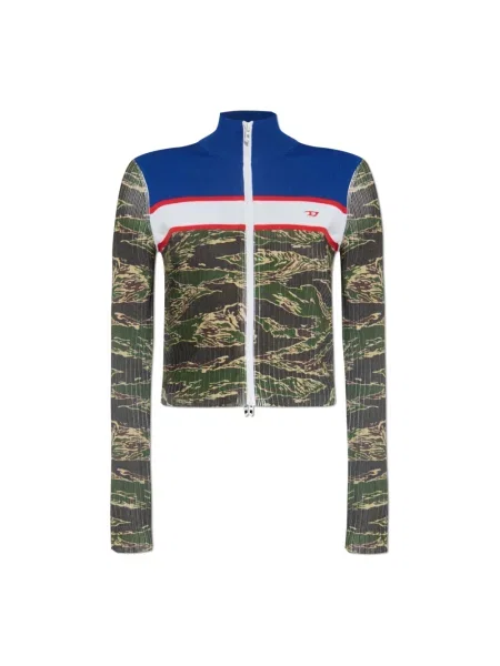 Lniana wielobarwność bluza Diesel zielona