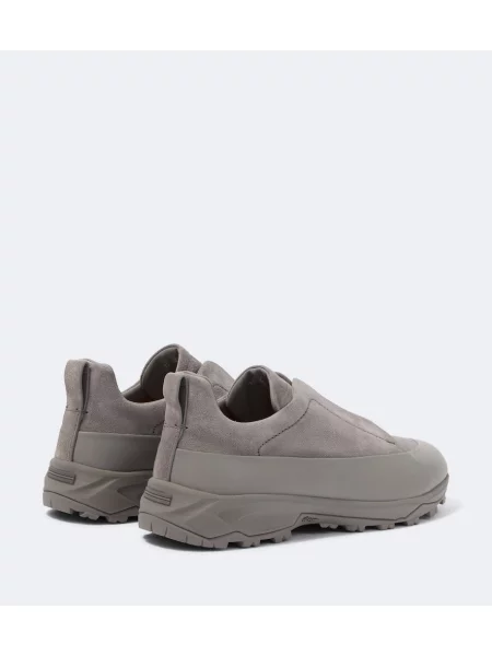 Semišové slip on tenisky Zegna sivá
