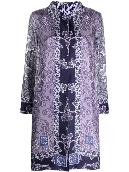 Jedwabny płaszcz Pierre Louis Mascia dwustronny niebieski