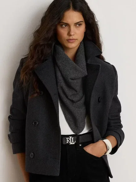 Lauren Ralph Lauren krótki płaszcz z wełną szary