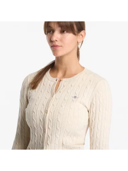 Пуловер Gant Stretch Cotton Cable Cardigan Dk Chocolate Brown S кафяво