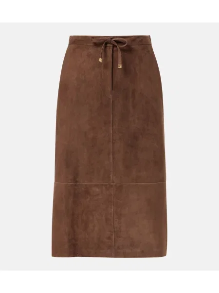 Fustă midi 's Max Mara din piele de căprioară maro