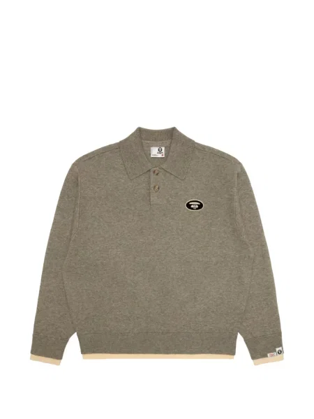 Gulerat tricou polo Aape By A Bathing Ape cu autograf gri