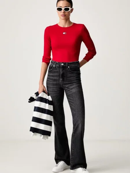 Tommy Jeans rifle bootcut dámske čierna