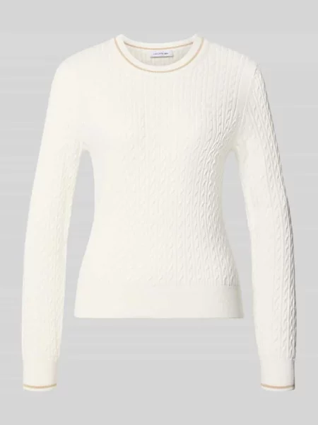 Sweter krój slim fit z mieszanka bawełny Lacoste biały