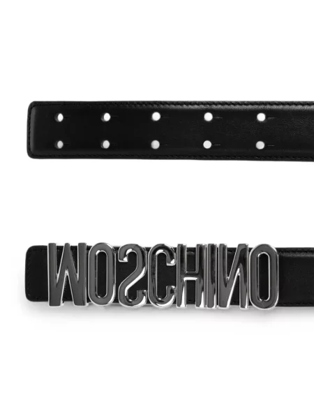 Curea Moschino din piele cu autograf negru