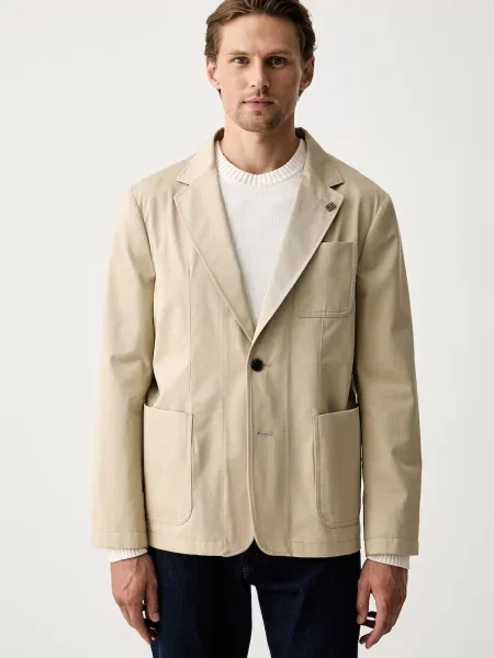 Tommy Hilfiger sacou cu un singur rând de pentru bărbați din bej