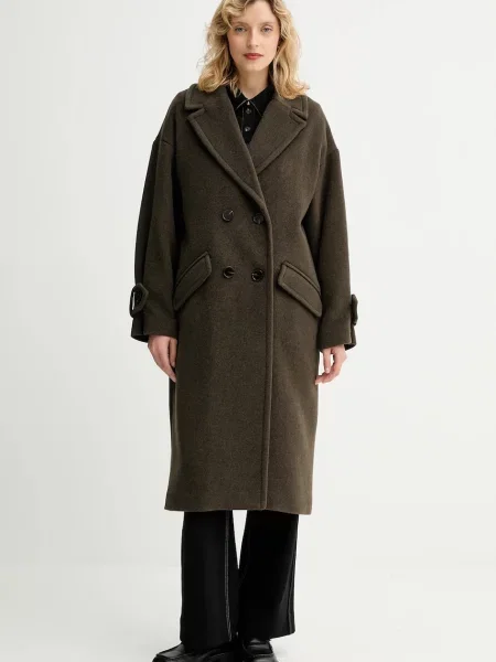 Sessun płaszcz z dodatkiem wełny zielony