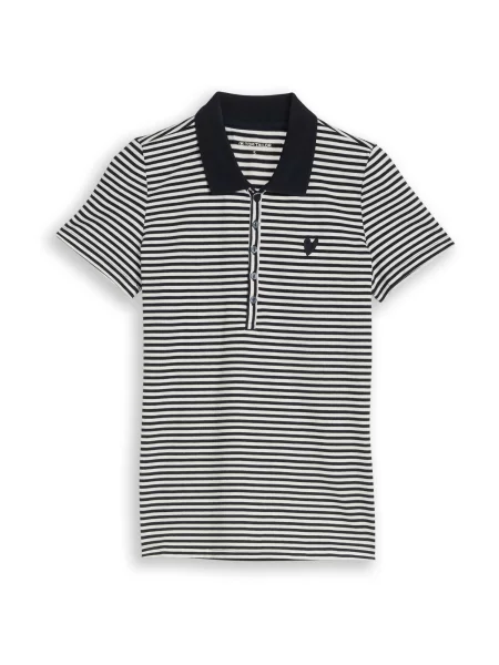 TOM TAILOR Tricou albastru închis alb